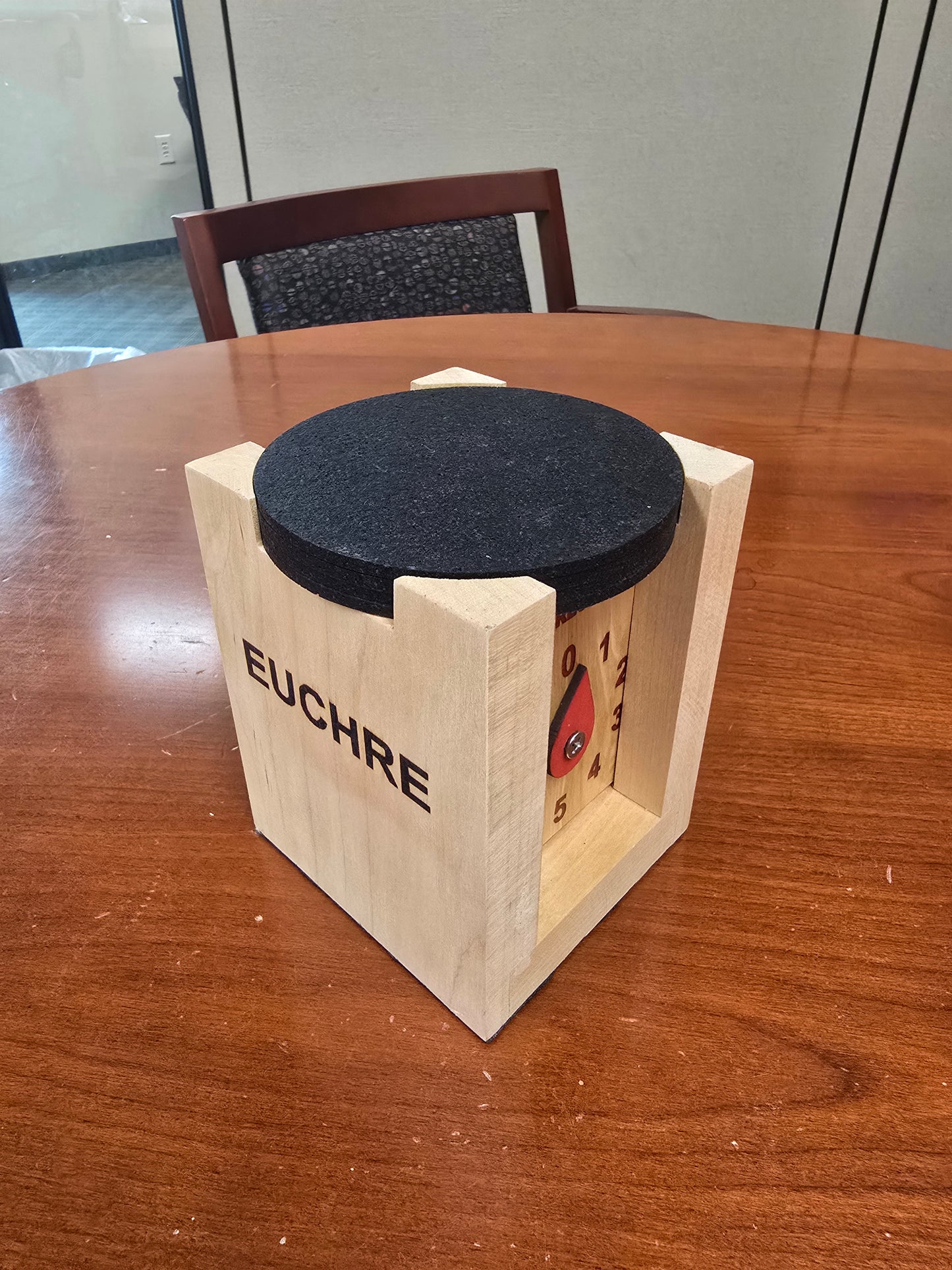 Euchre Scorekeeping Set with Coasters - Hand-crafted using Maple Wood