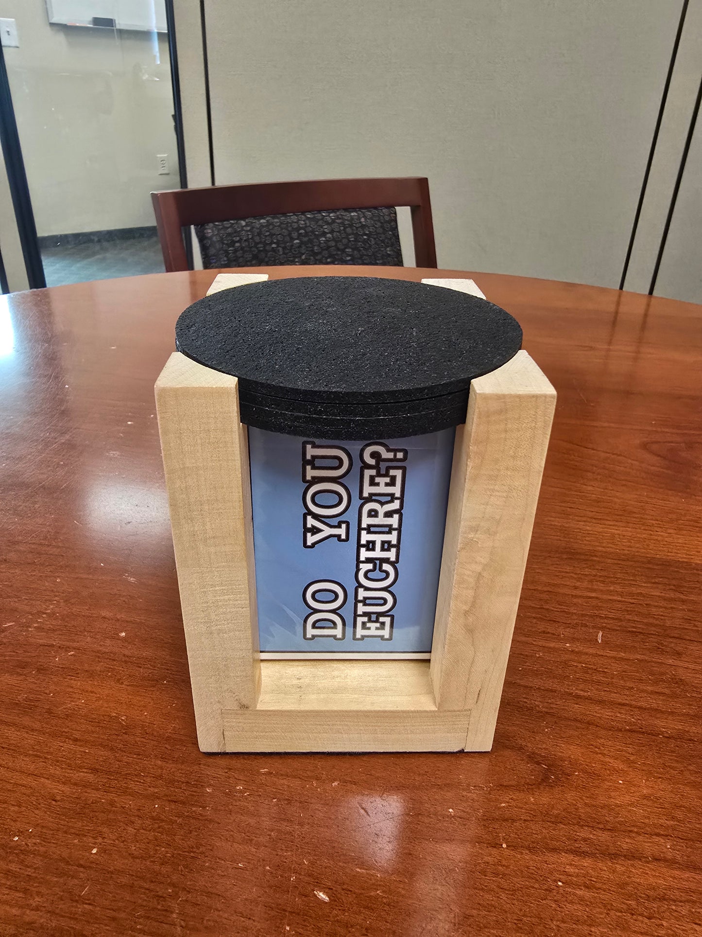 Euchre Scorekeeping Set with Coasters - Hand-crafted using Maple Wood